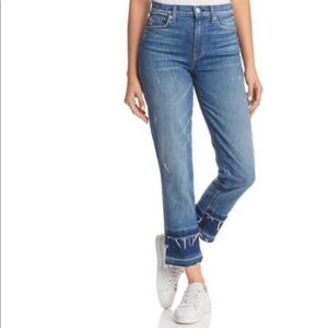 Hudson Jeans Women's High Rise Zoeey Straight Leg Raw Hem Crop Blue Denim Sz 26